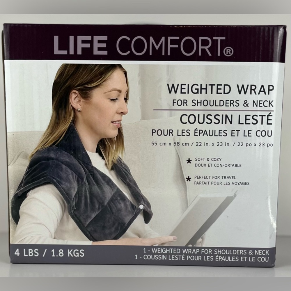 Life Comfort Weighted Wrap for Shoulders & Neck, 4 lbs, Grey